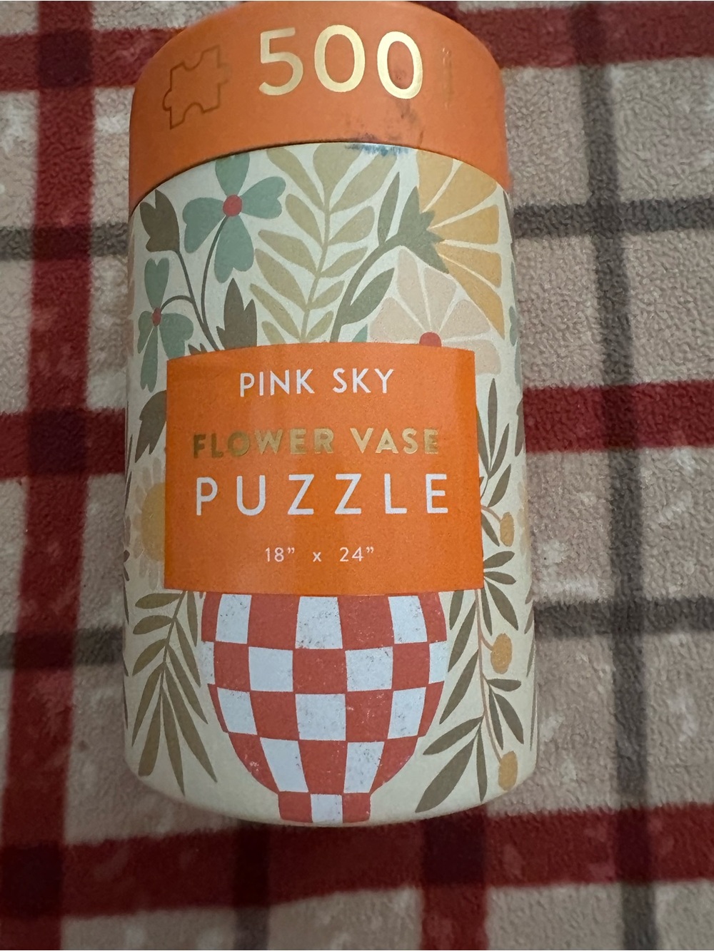 Pink Sky Flower Vase Puzzle - Orange & Cream
